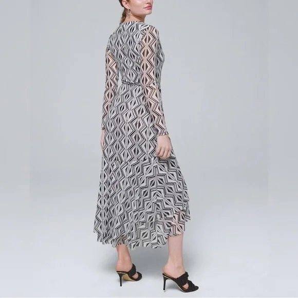 White House Black
Market Mesh Wrap Dress Long Sleeve V-Neck Size 10 - Picture 2 of 9